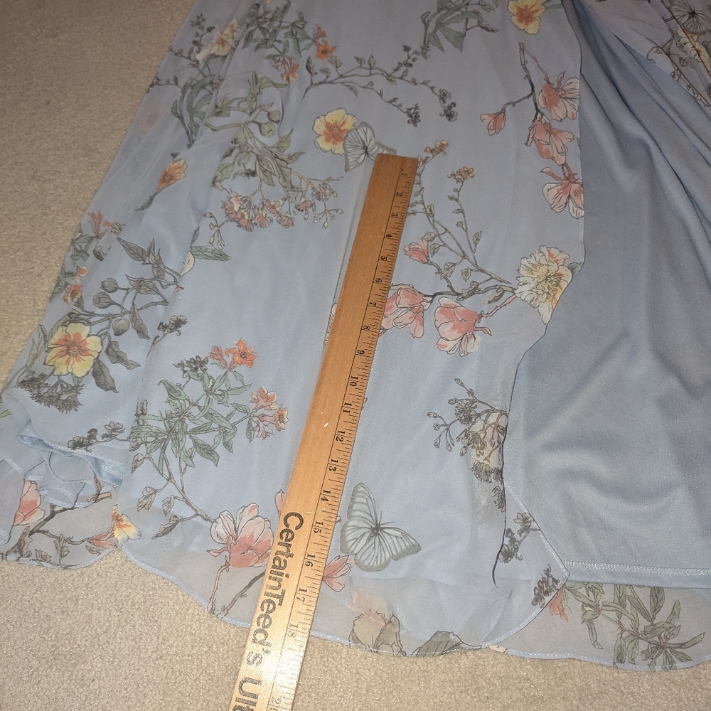 After Six Dessy Collection Baby Blue Floral Butterfly Formal Dress Wedding Guest - Picture 14 of 16